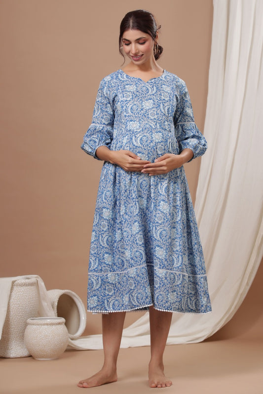 Floral Lagoon Maternity & Nursing Dress