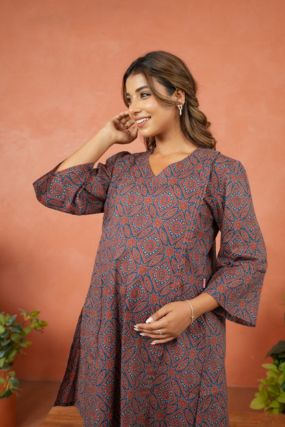Indigo Ajrakh Maternity & Nursing Co-ord Set