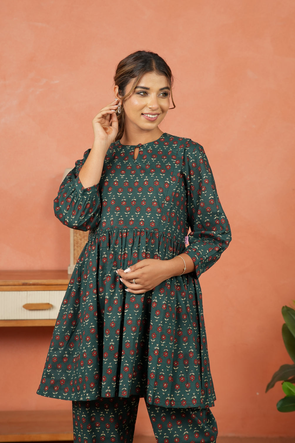 Emerald Bloom Maternity & Nursing Co-ord Set