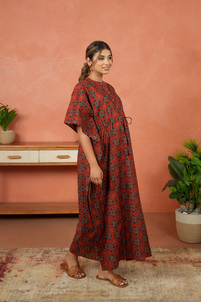 Rust Starburst Maternity & Nursing Kaftan