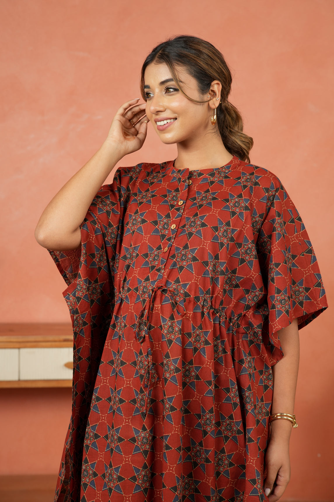 Rust Starburst Maternity & Nursing Kaftan