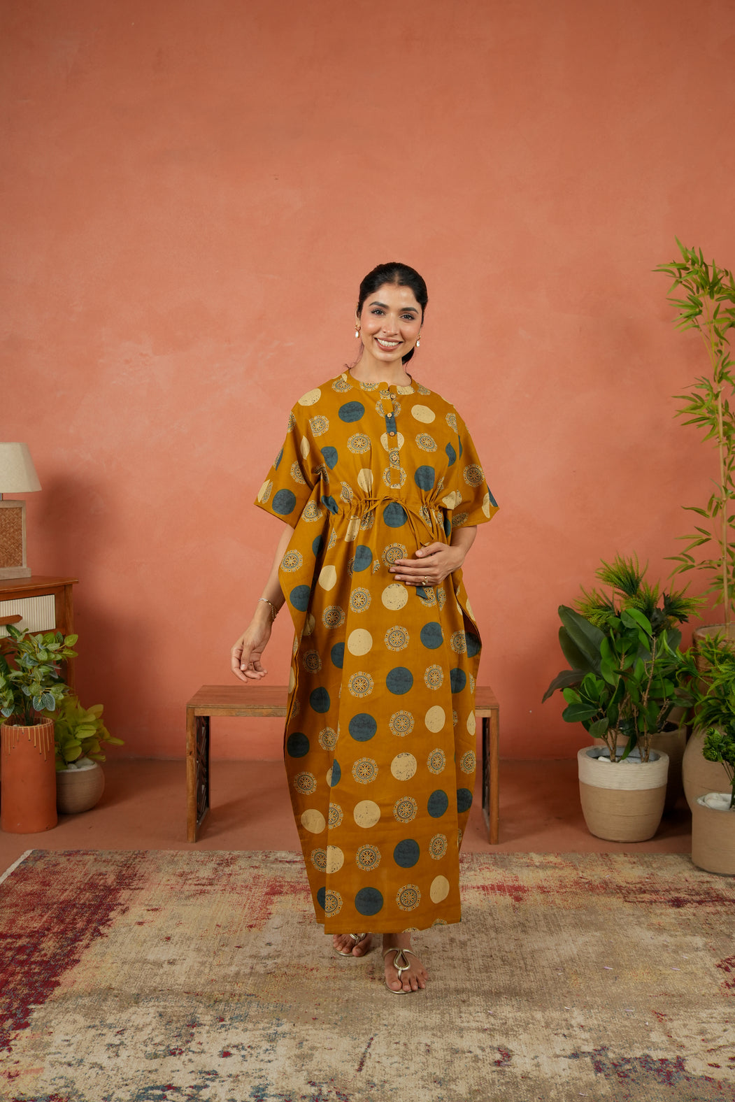 Earthy Medallions Maternity & Nursing Kaftan
