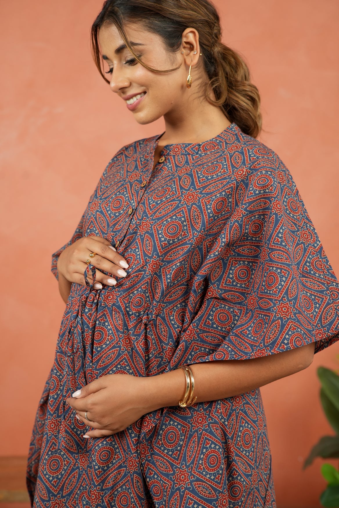 Indigo Ajrakh Maternity & Nursing Kaftan