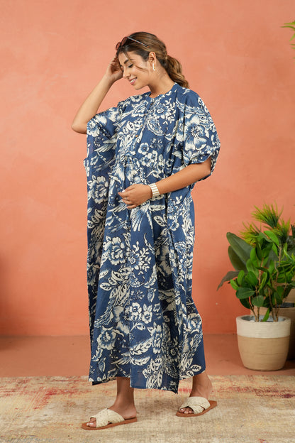 Indigo Flora Maternity & Nursing Kaftan