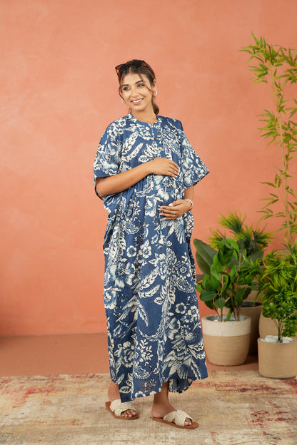 Indigo Flora Maternity & Nursing Kaftan