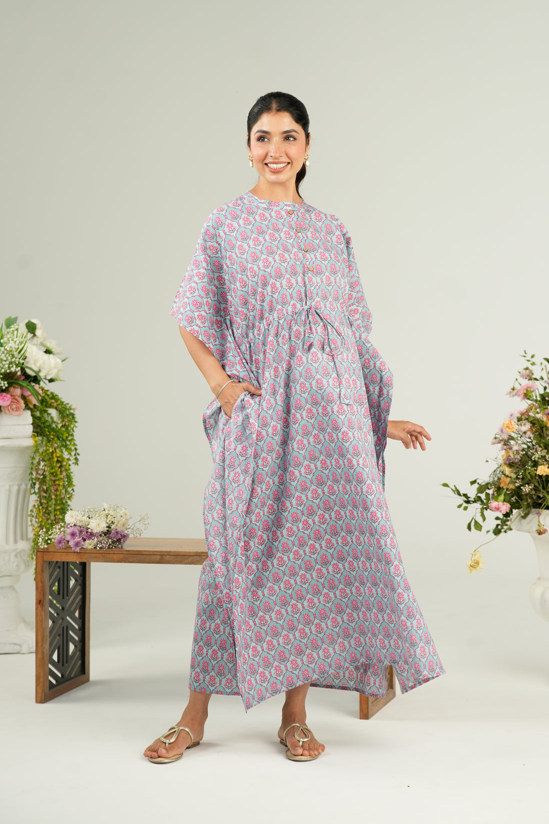 Vintage Rose Trellis Maternity & Nursing Kaftan