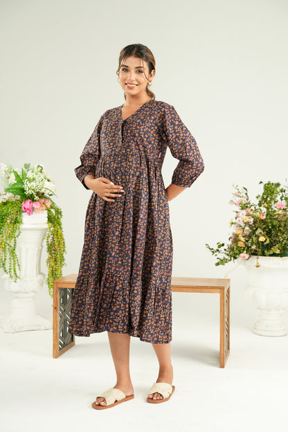 Terra Tones Maternity & Nursing Tier Dress