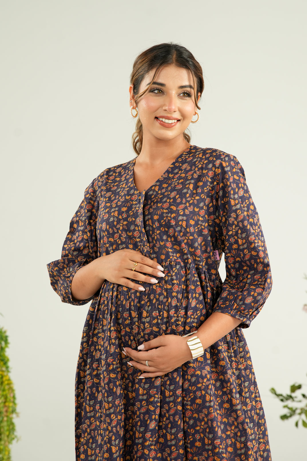 Terra Tones Maternity & Nursing Tier Dress