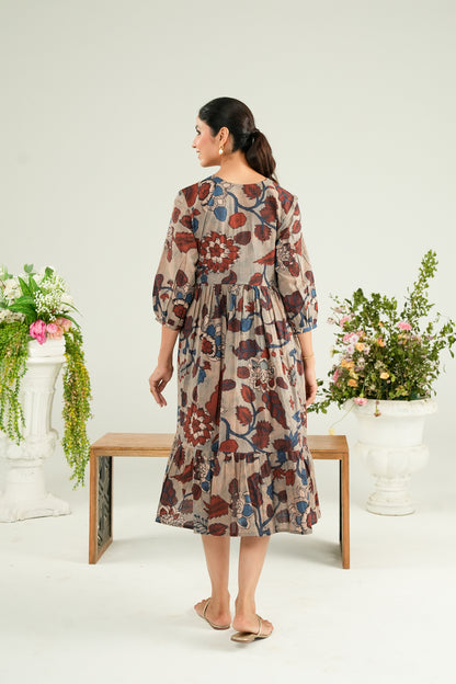 Dusty Blue Garden Maternity & Nursing Tier Dress
