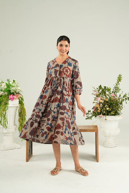 Dusty Blue Garden Maternity & Nursing Tier Dress