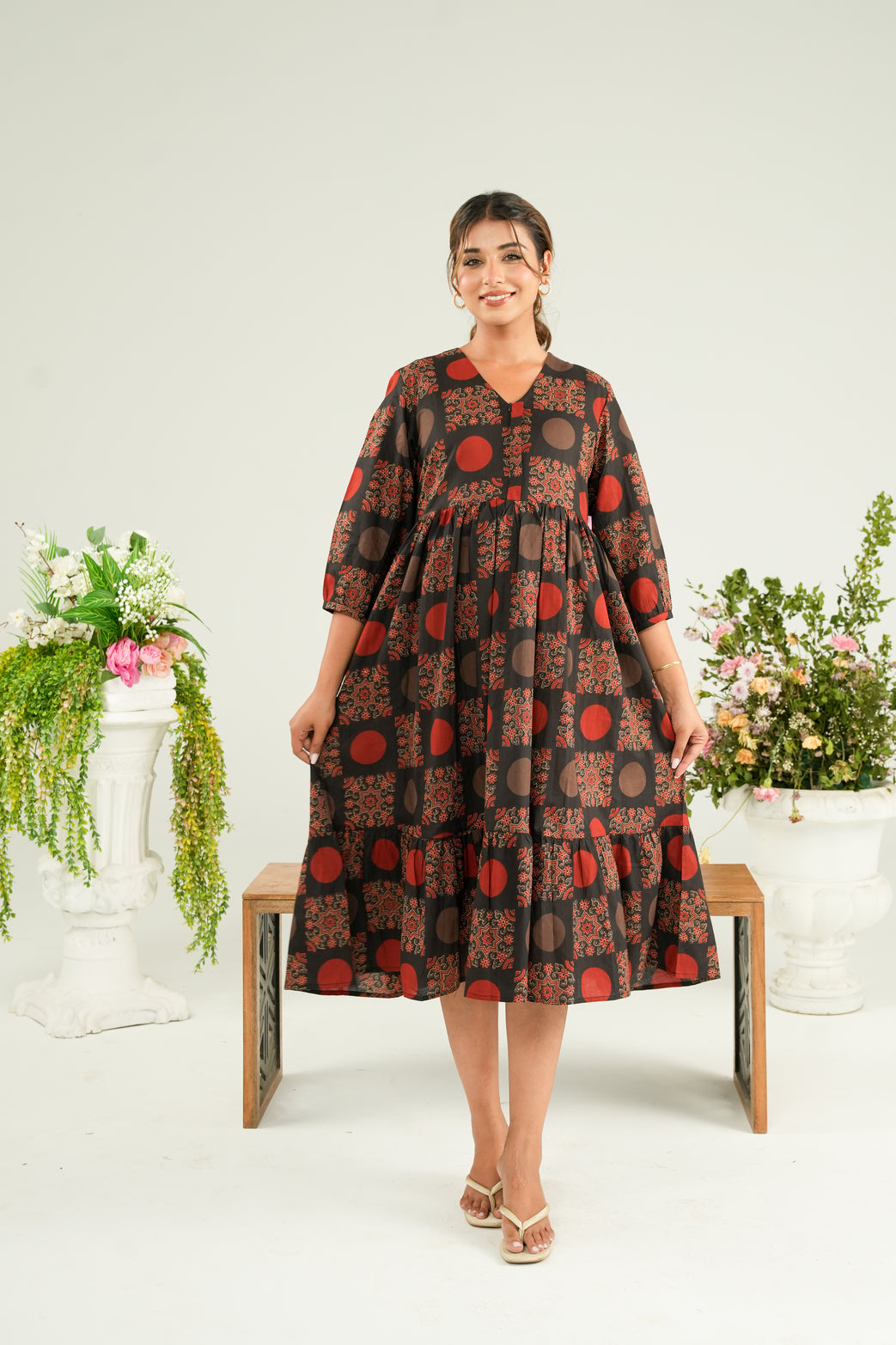 Rustic Mandala Maternity & Nursing Tier Dress