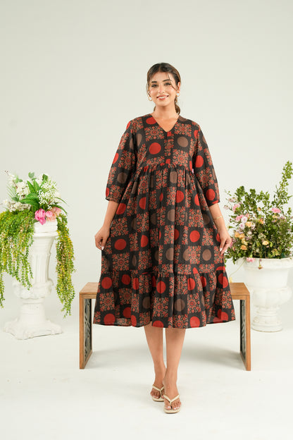 Rustic Mandala Maternity & Nursing Tier Dress