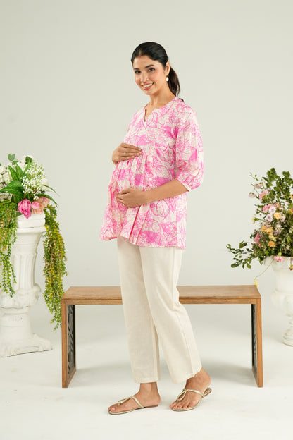 Fuchsia Fern Maternity & Nursing Top