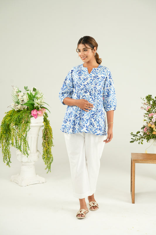 Indigo Whirl Maternity & Nursing Top