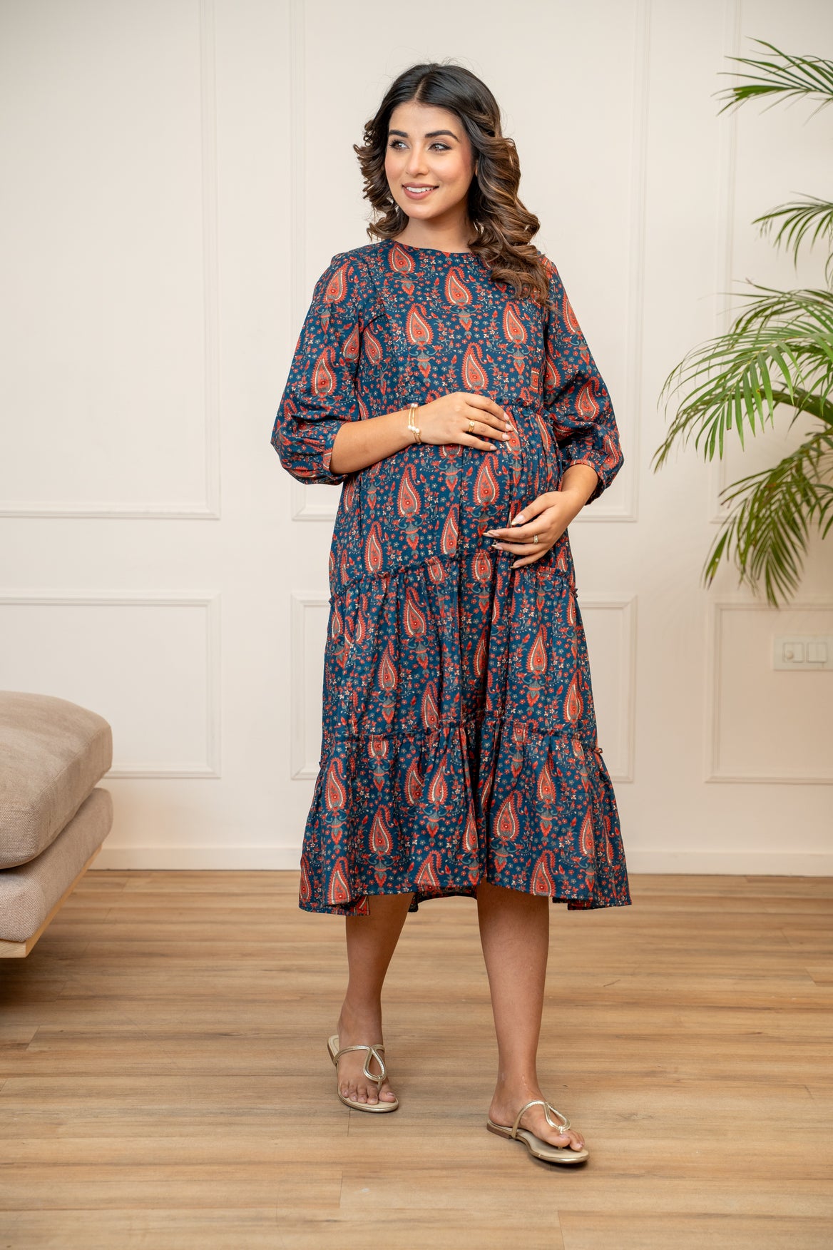 Vintage Ambi Garden Maternity & Nursing Tier Dress