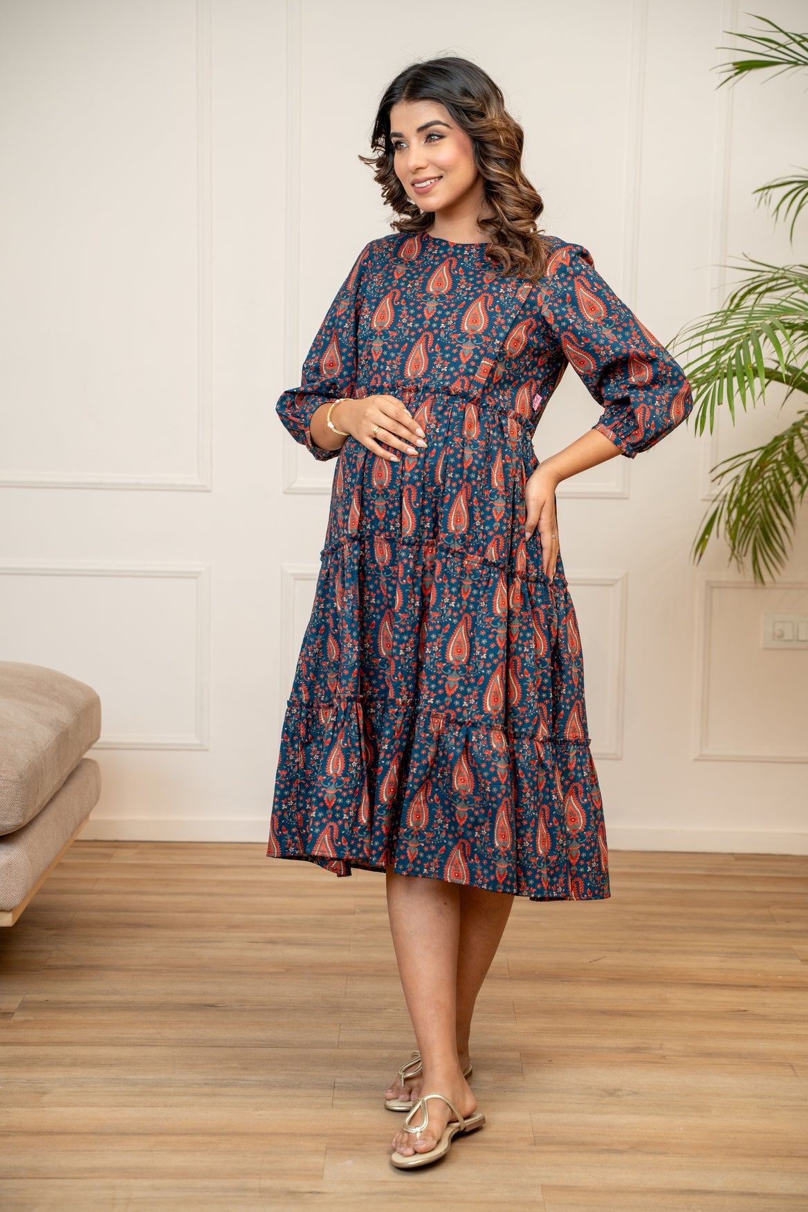 Vintage Ambi Garden Maternity & Nursing Tier Dress