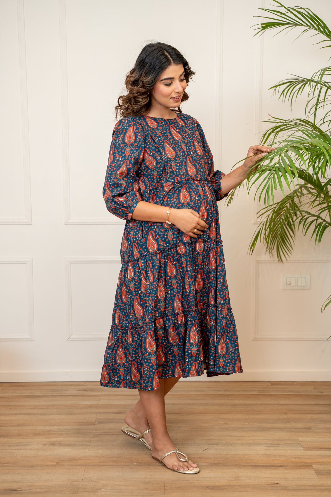 Vintage Ambi Garden Maternity & Nursing Tier Dress