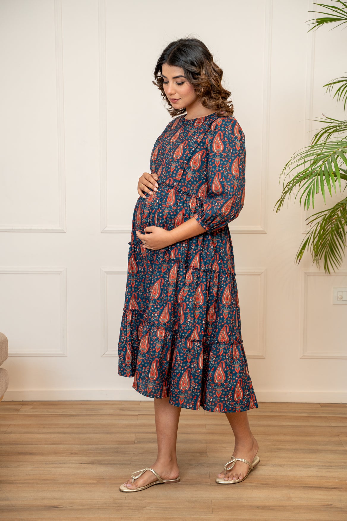 Vintage Ambi Garden Maternity & Nursing Tier Dress