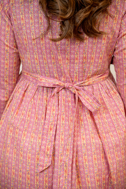 Gulabi Vintage Stripe Buttoned Cotton  Maternity & Nursing Dress