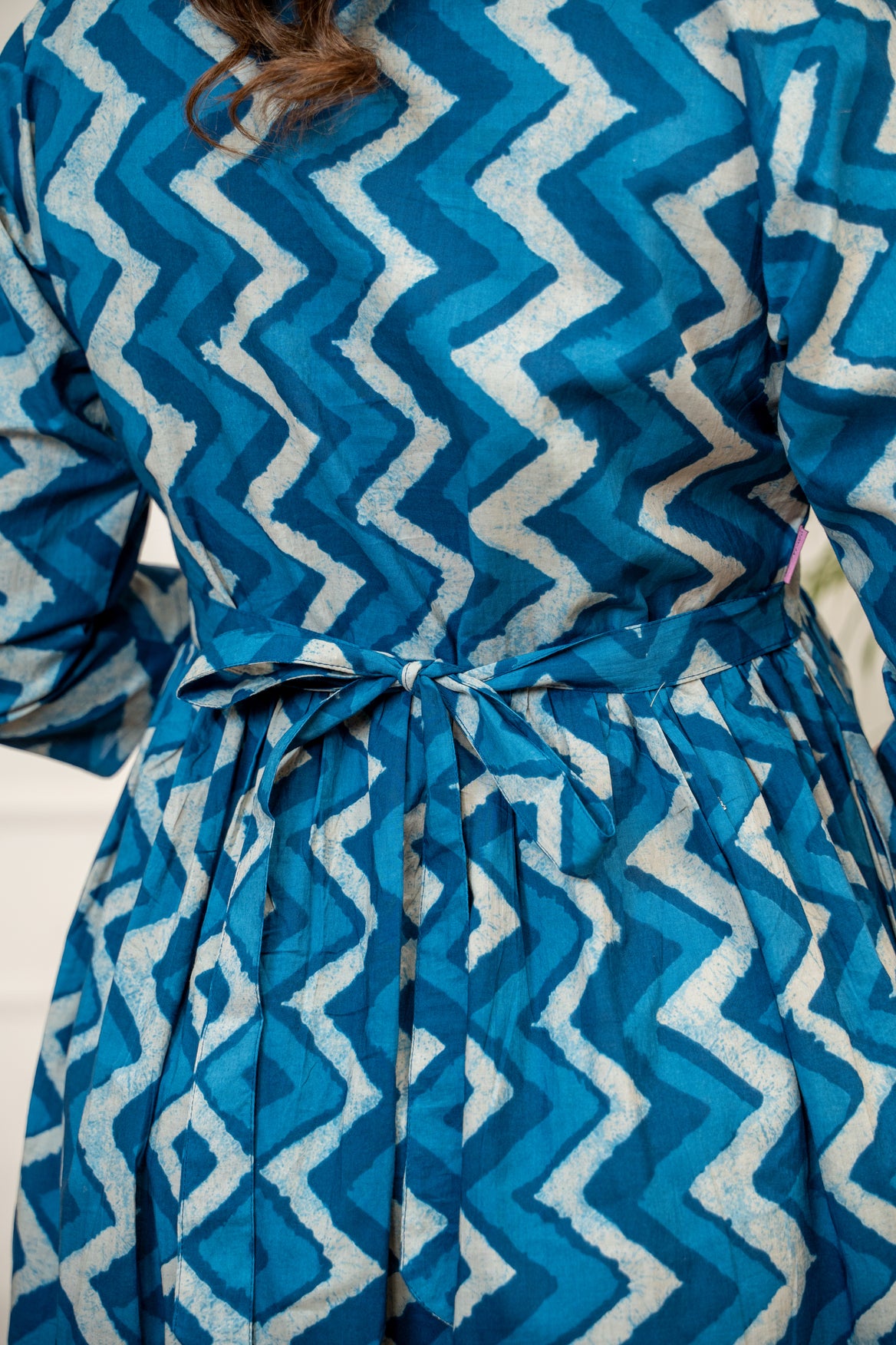 Indigo Ripple Buttoned Cotton Maternity & Nursing Kurta