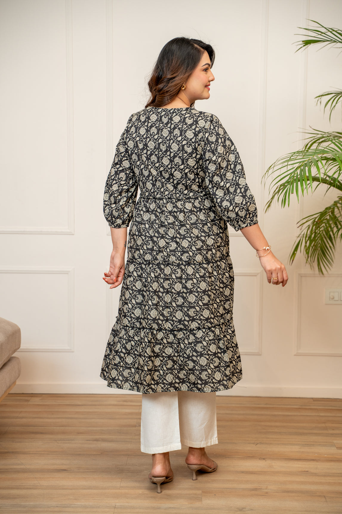 Everyday Bloom Black Maternity & Nursing Kurta