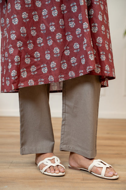 Mulberry Mist Buttoned Cotton Maternity & Nursing Kurta