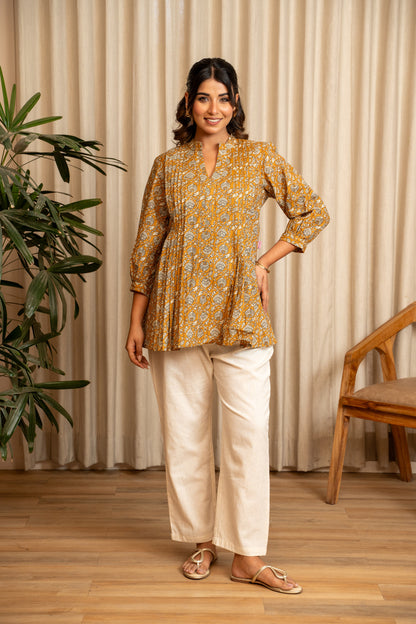 Everyday Bloom Mustard Maternity & Nursing Top