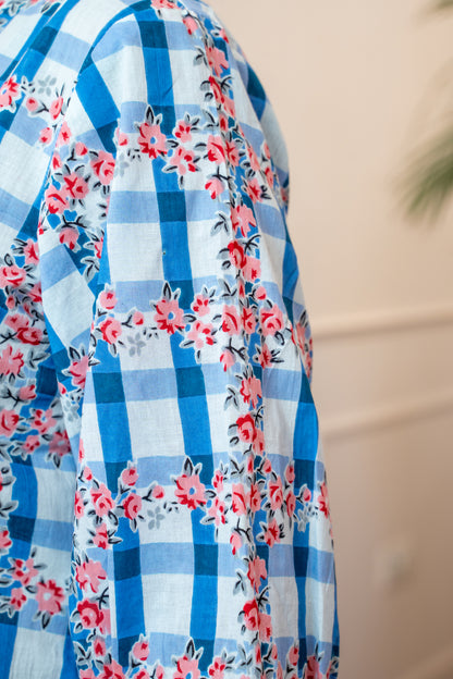 Phoolkari Check Cotton Top