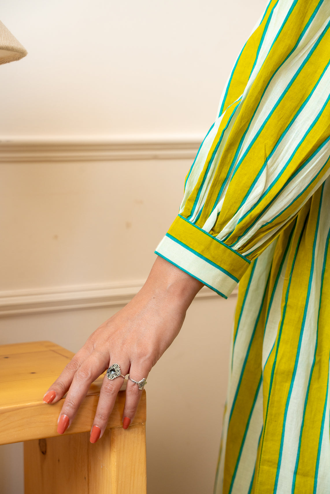 Olive Stripeplay Maternity & Nursing Dress