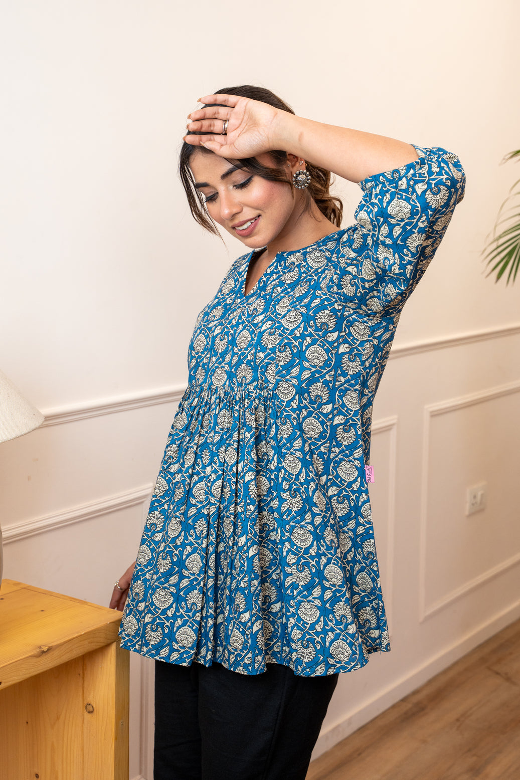 Everyday Bloom Blue Cotton Top