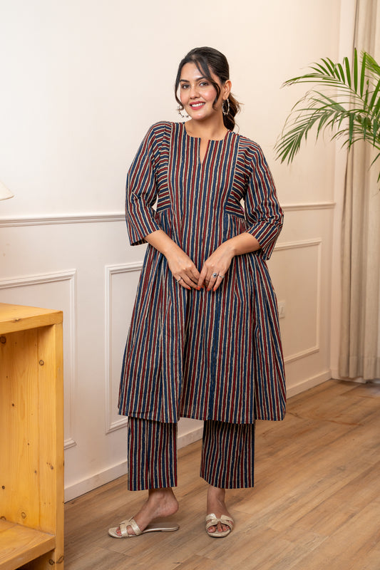 Sutrangi Leher Stripes Co-ord Set