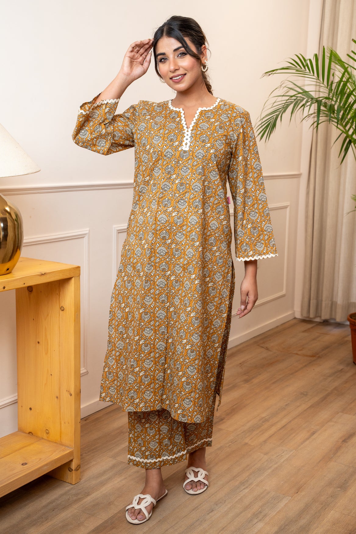 Everyday Bloom Mustard Lace Co-ord Set