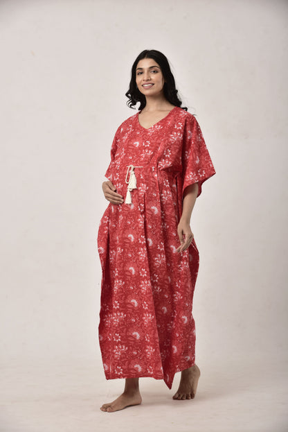 Red Rhapsody Maternity & Nursing Kaftan