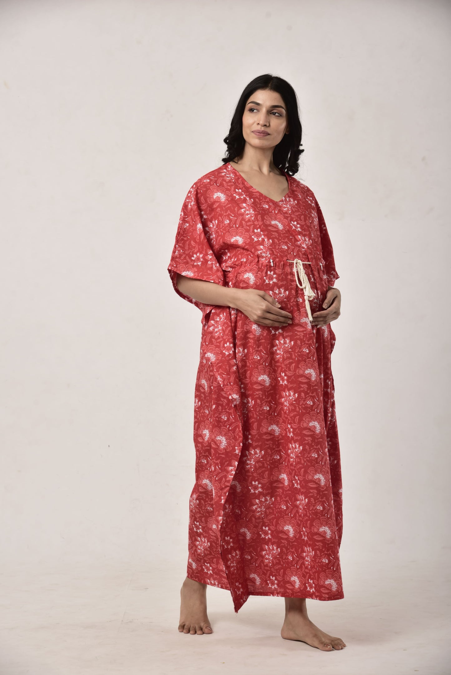 Red Rhapsody Maternity & Nursing Kaftan