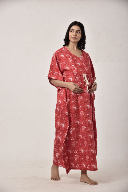 Red Rhapsody Maternity & Nursing Kaftan