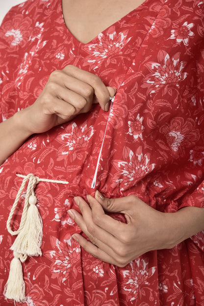 Red Rhapsody Maternity & Nursing Kaftan