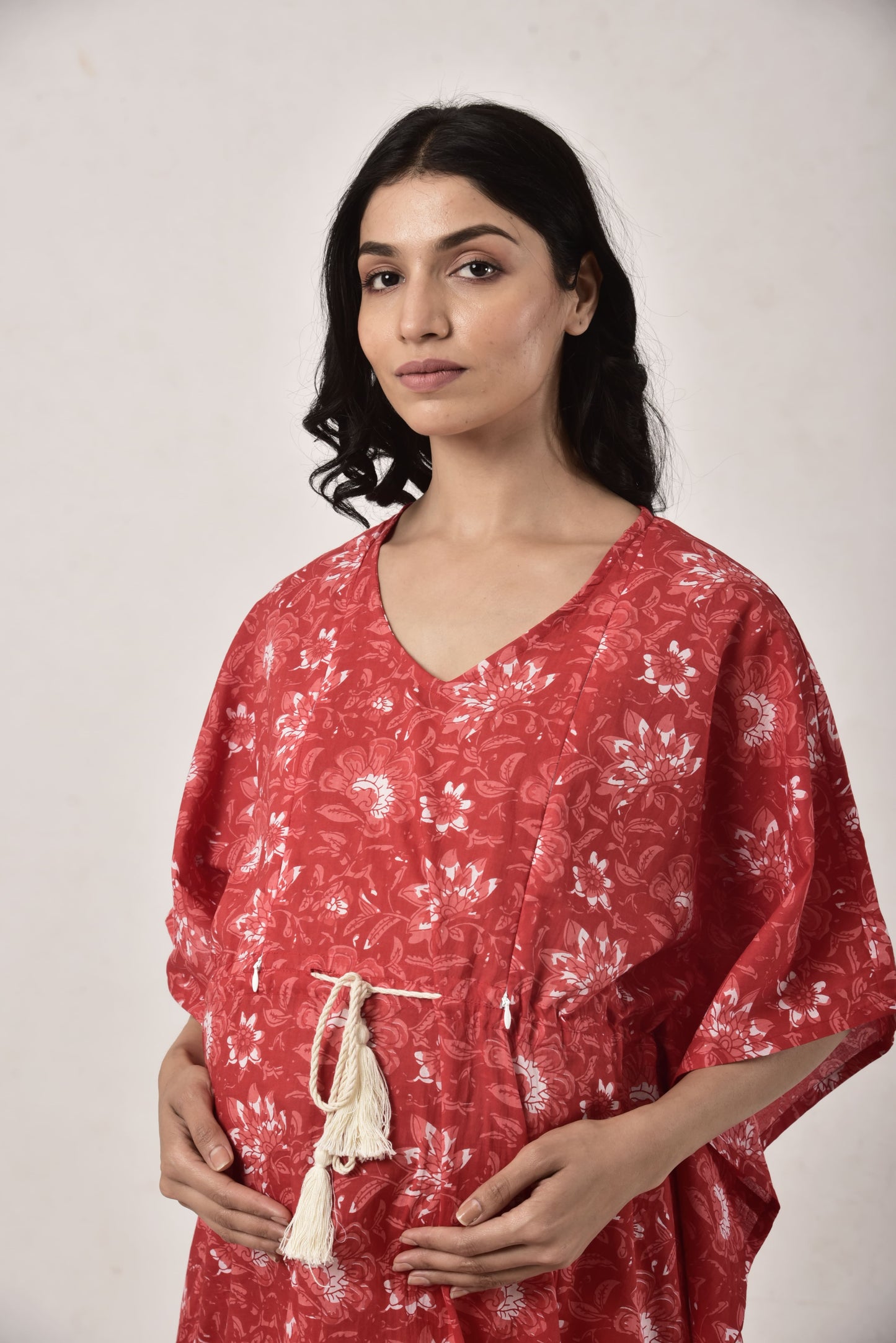 Red Rhapsody Maternity & Nursing Kaftan