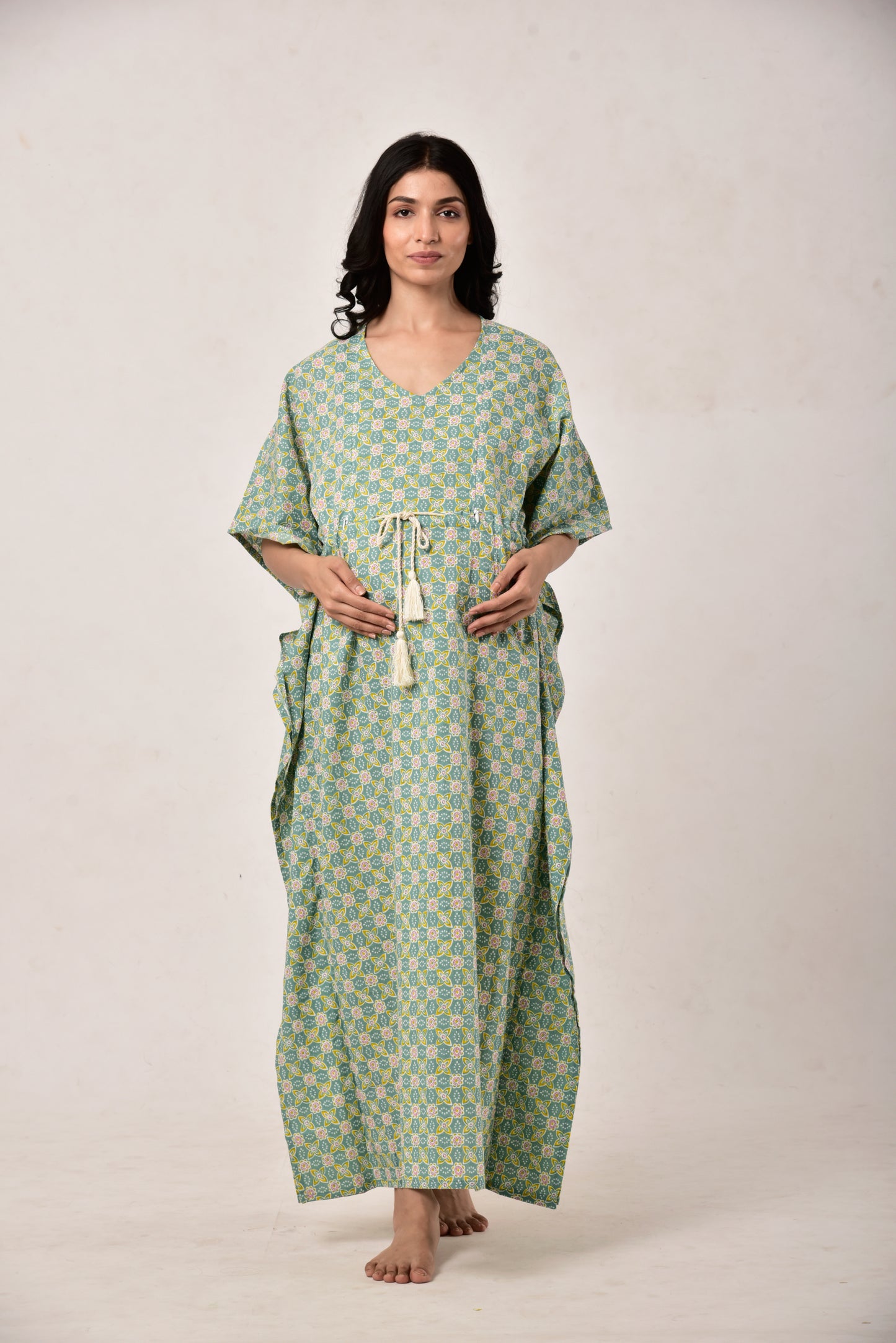 Gardenia On Green Maternity & Nursing Kaftan