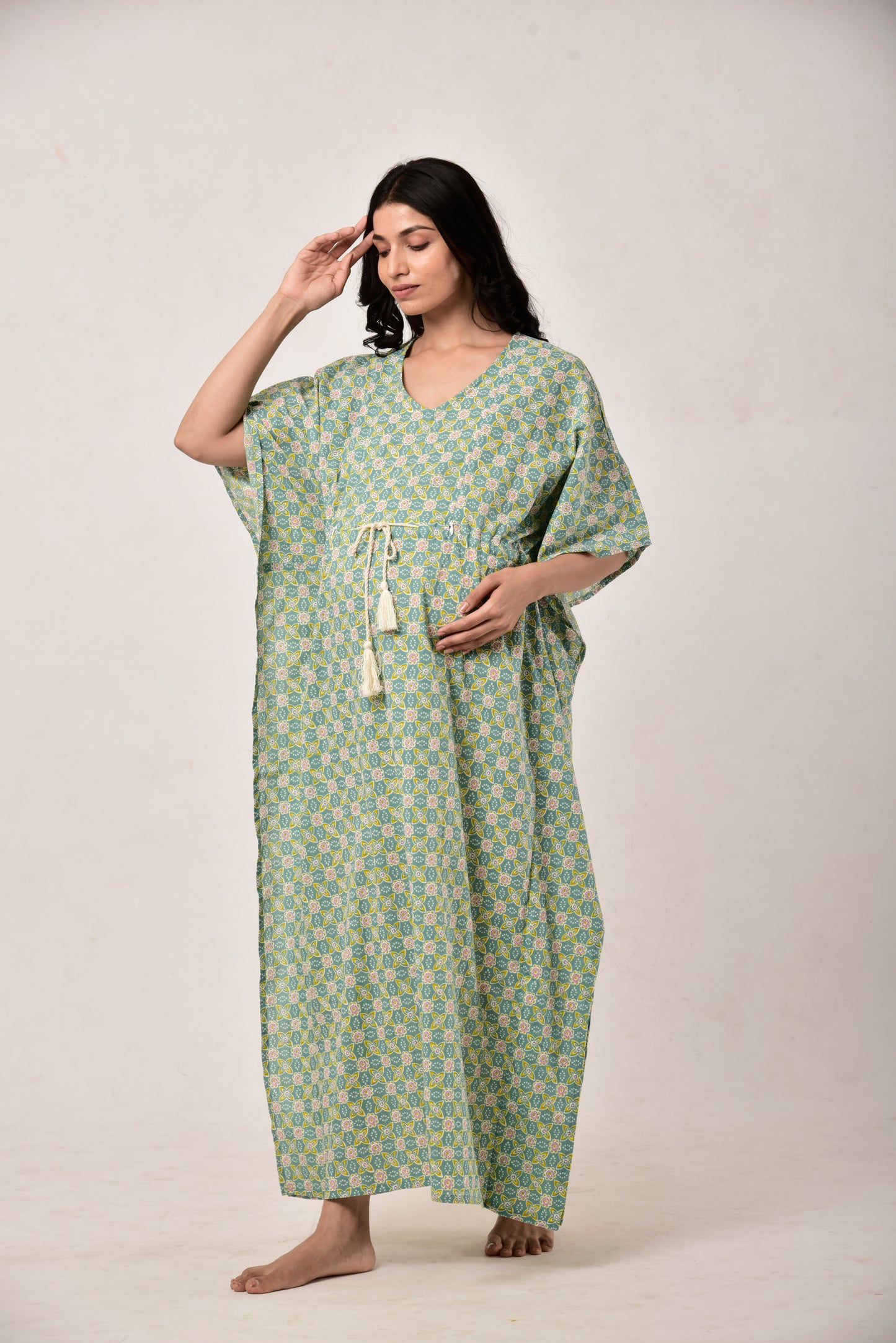 Gardenia On Green Maternity & Nursing Kaftan