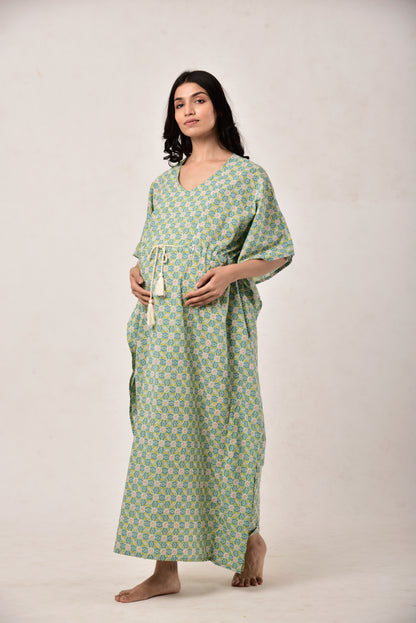 Gardenia On Green Maternity & Nursing Kaftan