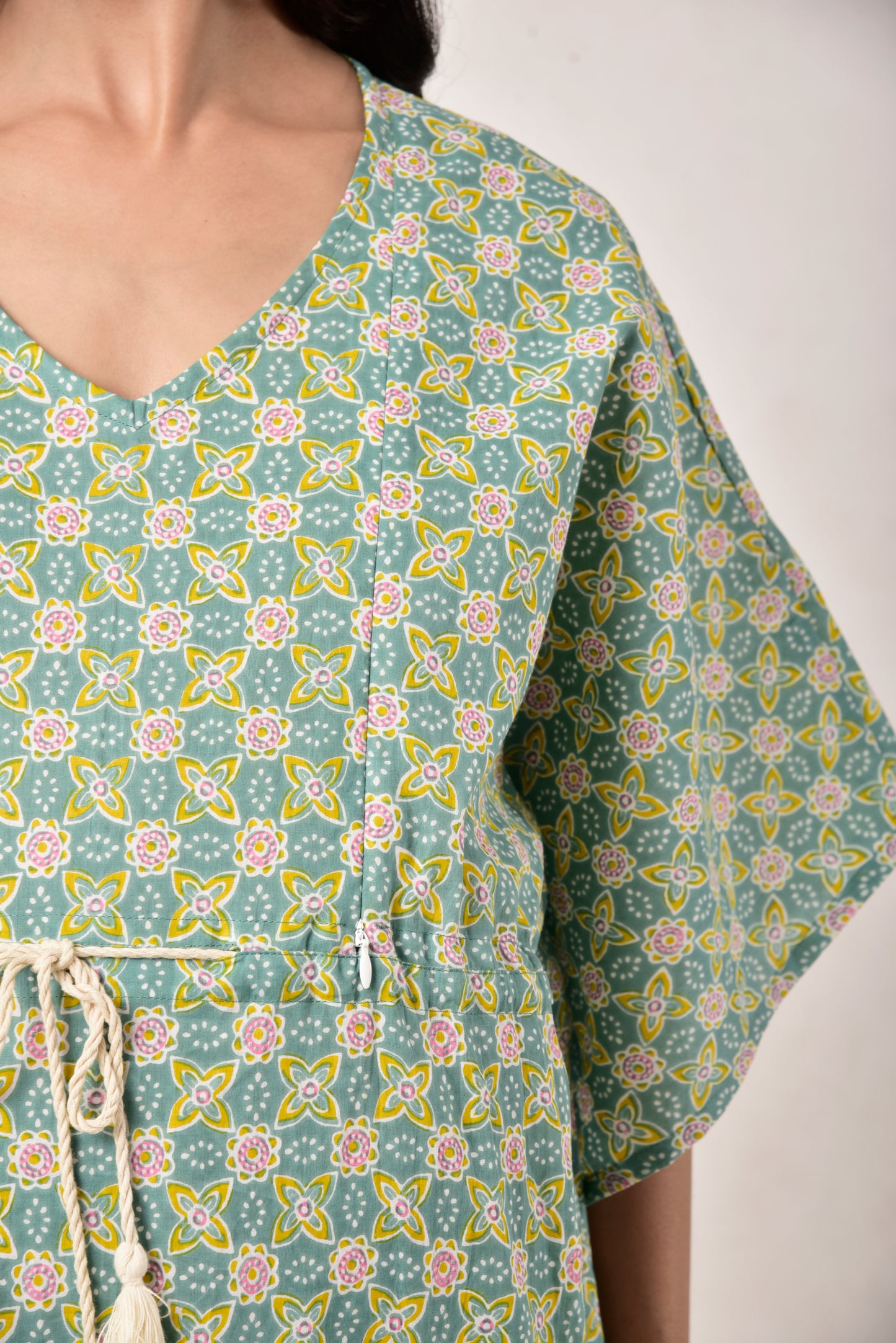 Gardenia On Green Maternity & Nursing Kaftan