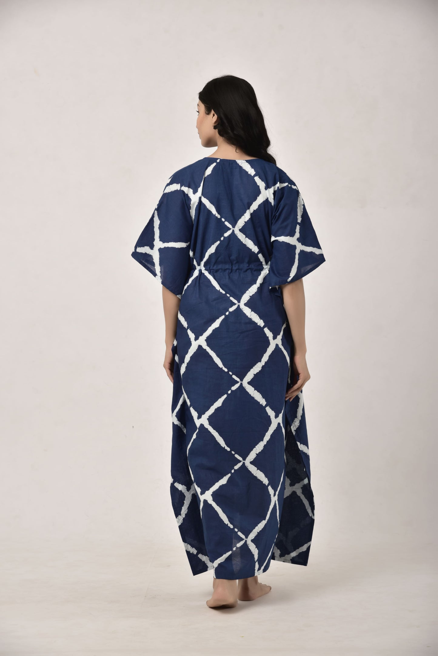 Crisscross Indigo Maternity & Nursing Kaftan
