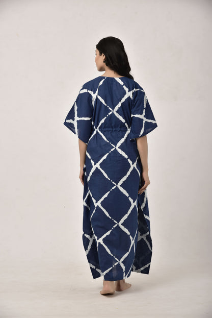 Crisscross Indigo Maternity & Nursing Kaftan