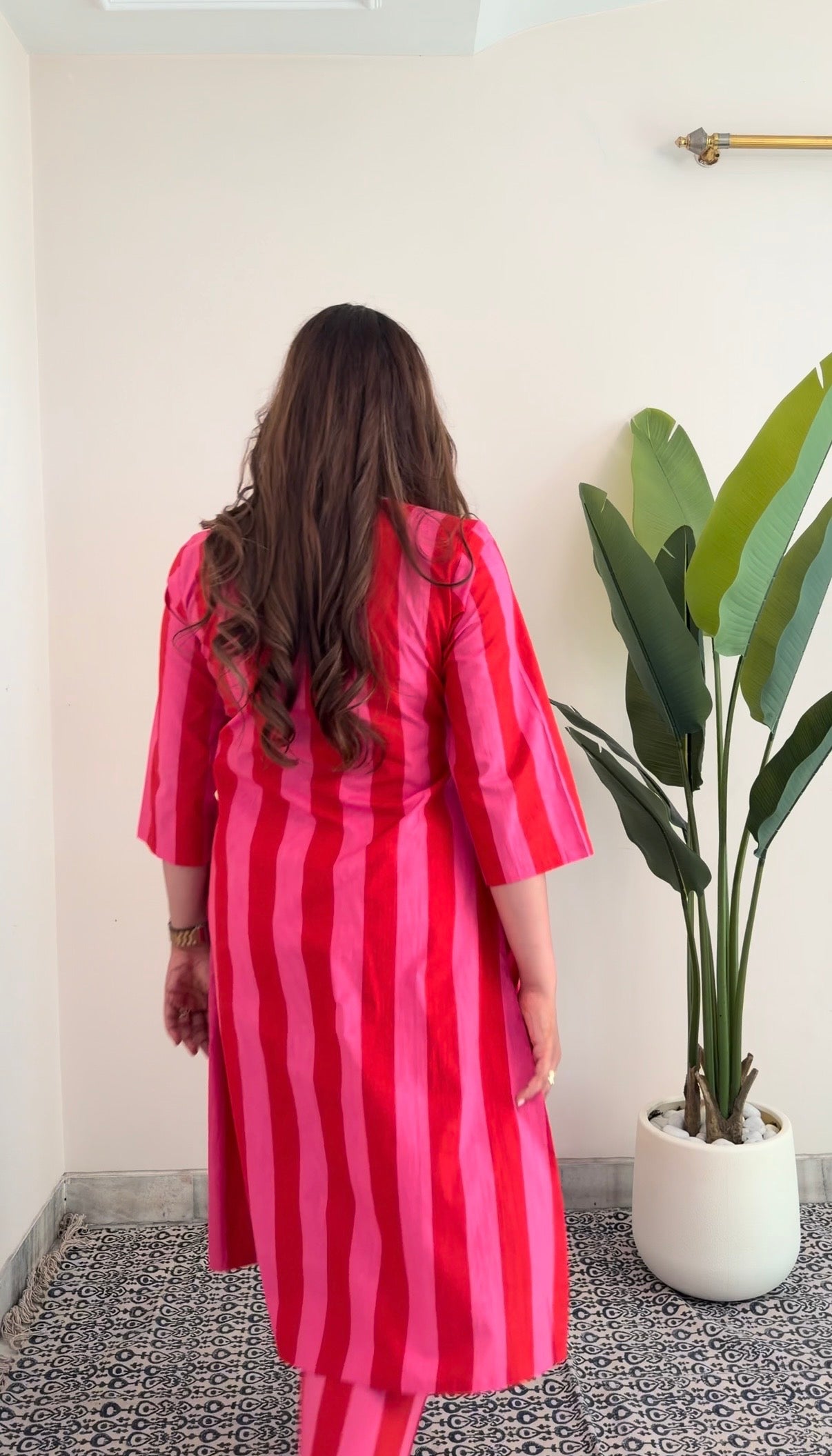 Scarlet Bloom Stripes Co-ord Set