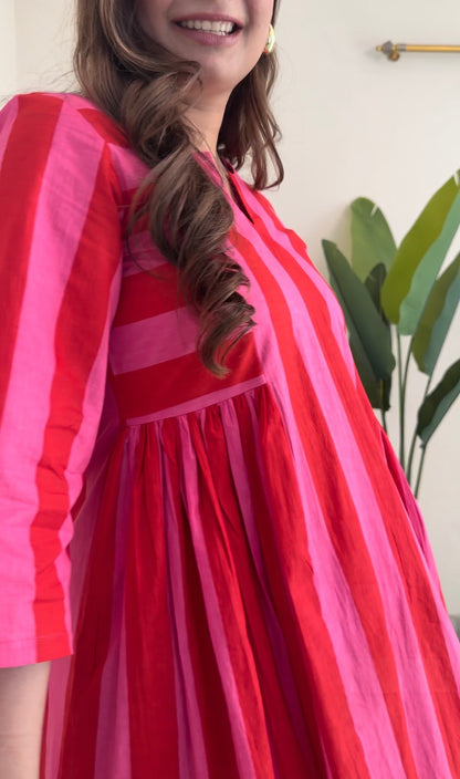 Scarlet Bloom Stripes Co-ord Set