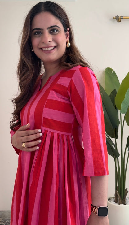 Scarlet Bloom Stripes Co-ord Set