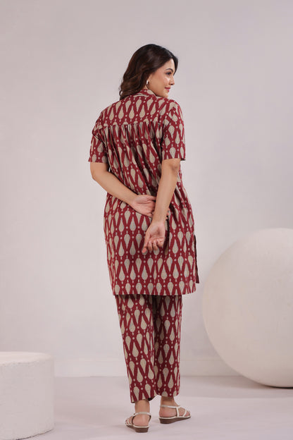 Radiant Red Maternity & Nursing Co-ord Set