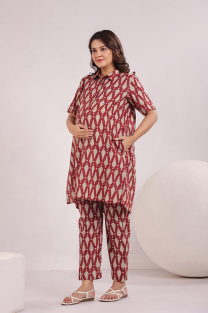 Radiant Red Maternity & Nursing Co-ord Set