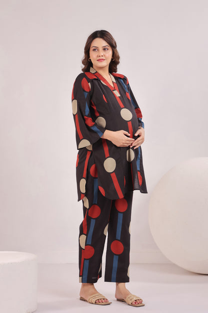Tribal Echo Black Maternity & Nursing Co-ord Set
