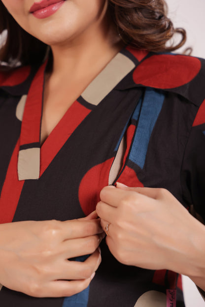 Tribal Echo Black Maternity & Nursing Co-ord Set